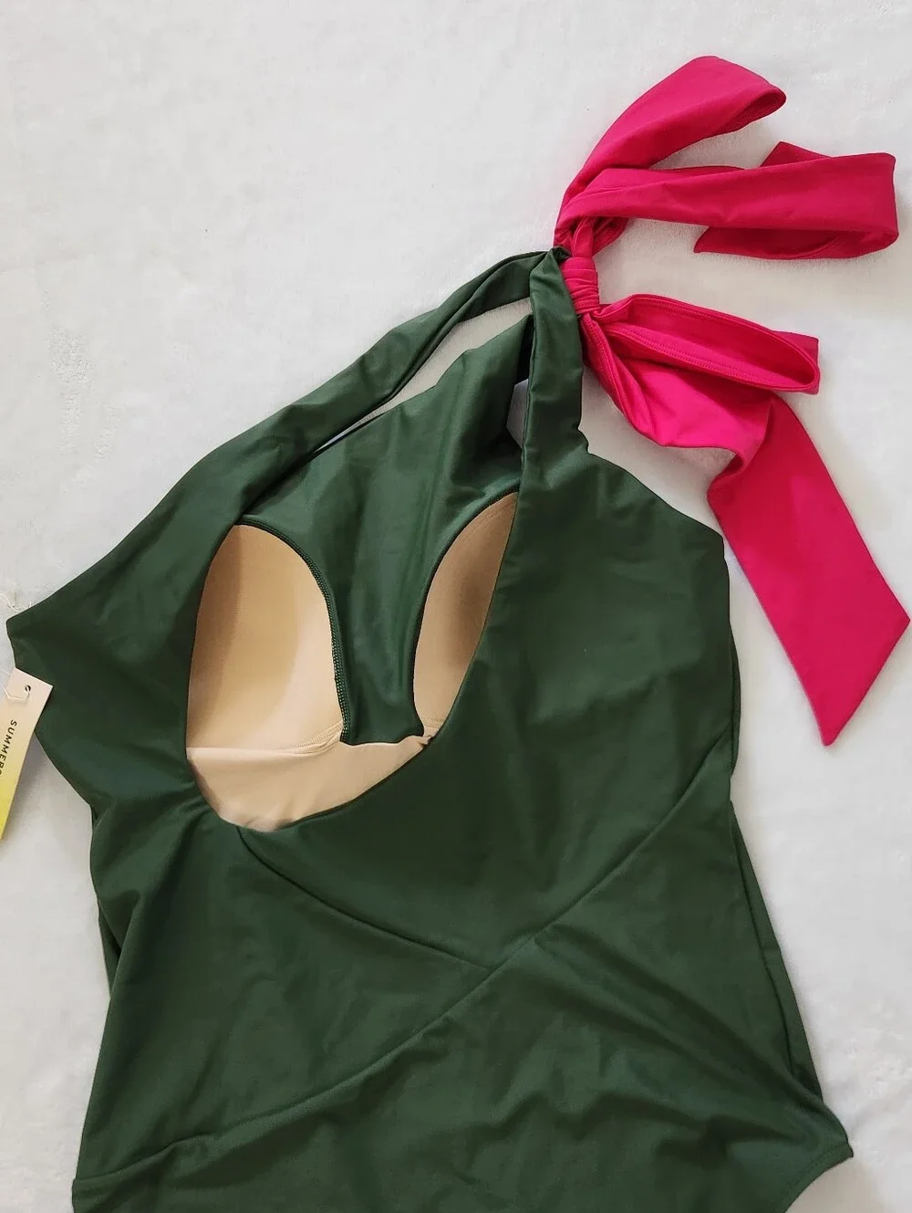 Summersalt‎ The Bow-Shoulder Ruched Sidestroke Swimsuit